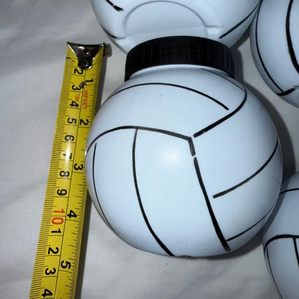 Lot of 12 Volleyball Party Cups with Lids and Straws White Plastic Sports Favors
